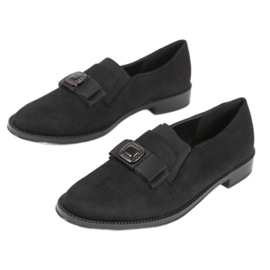 Black slip-on shoes with a ribbon 236-1 1
