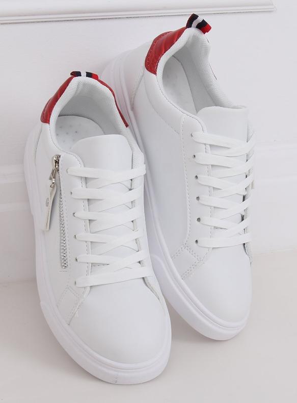 White women's sneakers KK-206 WHITE / RED Ii Genre 2