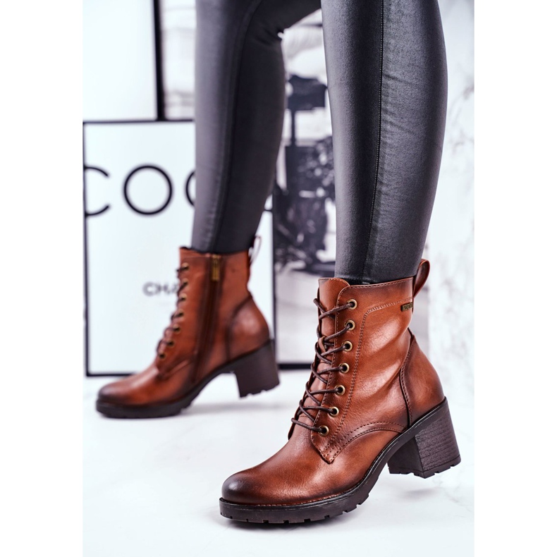 Vinceza Women's Boots On a High Heel Brown Fiber 2