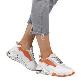 White sports sneakers with black inserts C-3151 orange silver 1 White sports sneakers with black inserts C-3151 orange silver 1