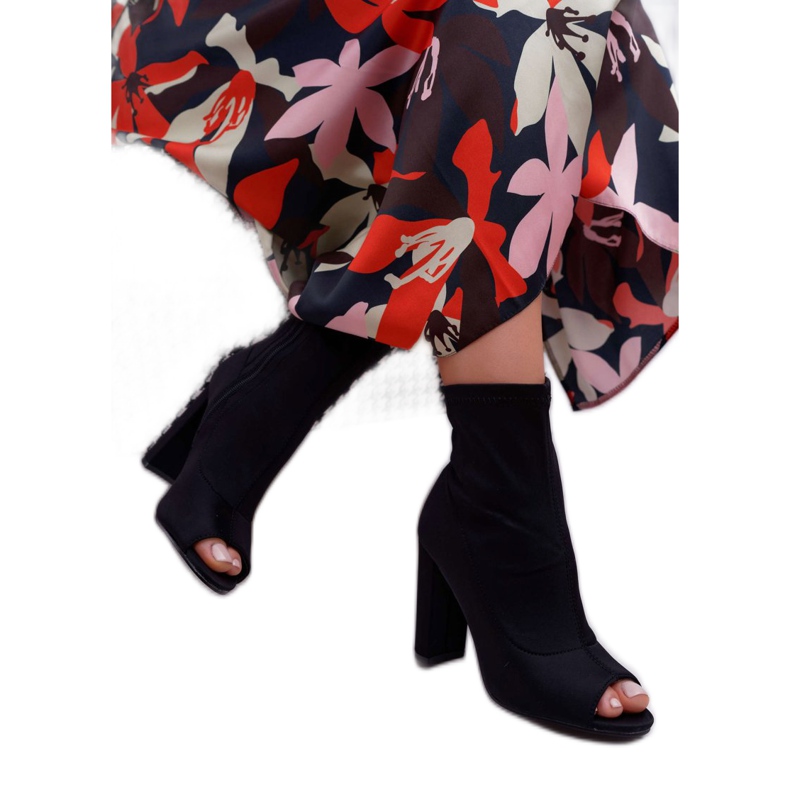 SEA Women's Boots On A High Heel Lycra Open Toes Black First 2