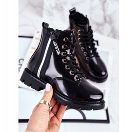 Vinceza Children's Boots Warmed with a Zipper Lacquered Black Falcon 1