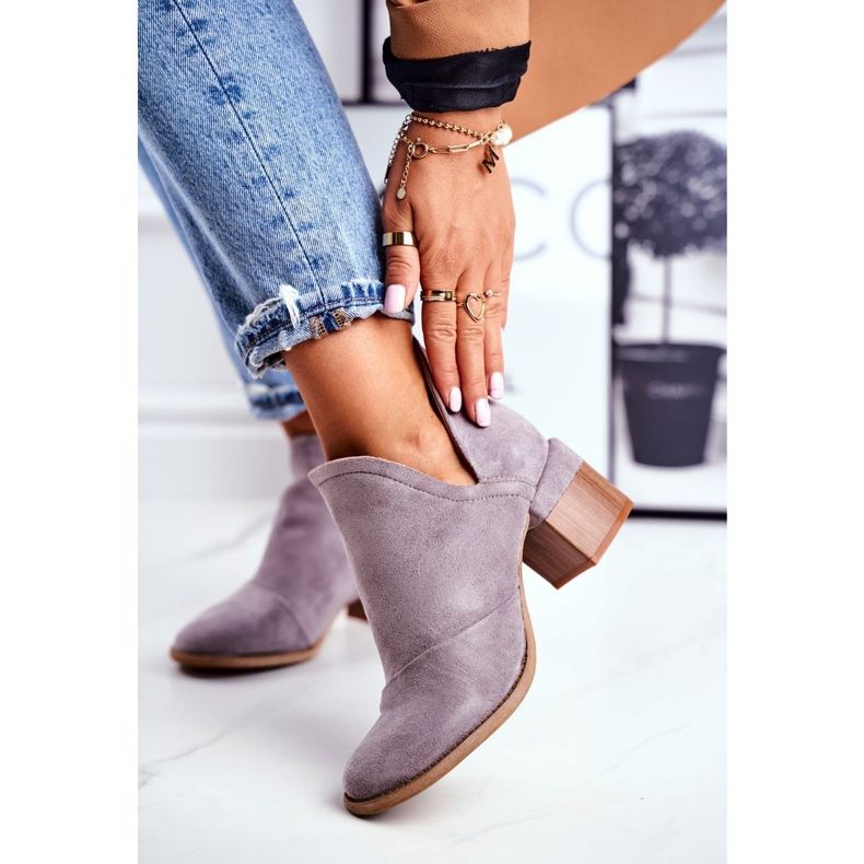 Women's boots on a high heel cut out gray mini meliori grey 1