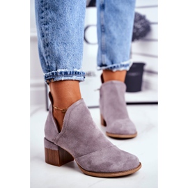 Women's boots on a high heel cut out gray mini meliori grey 2