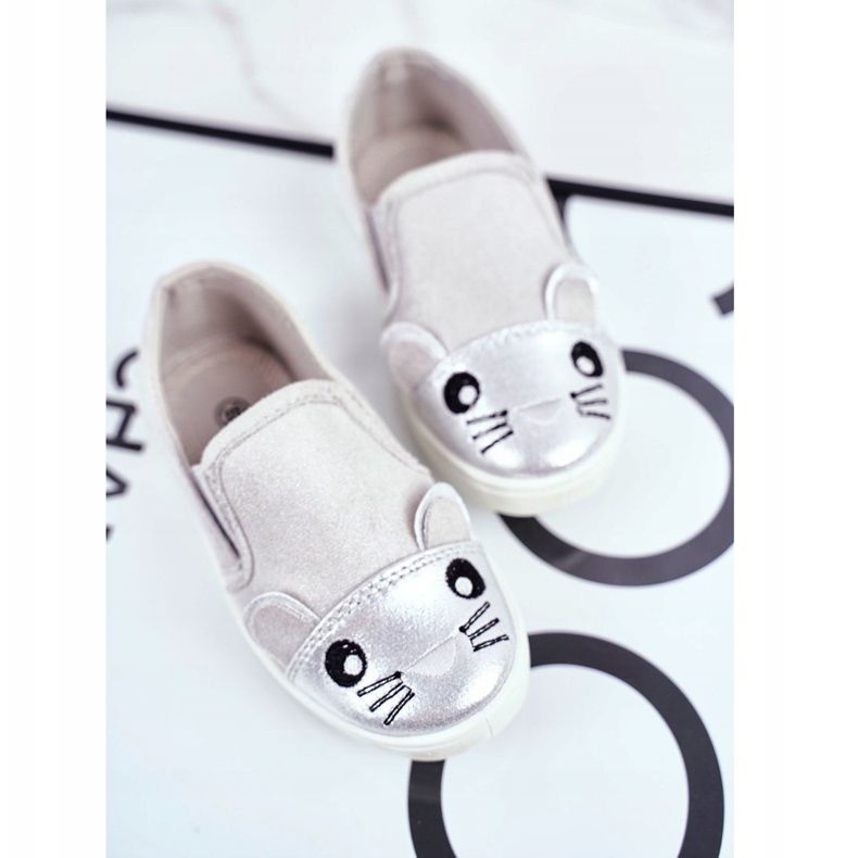 Sabana Children's Sneakers Slip-on With Mouse Light Gray Candys grey 1