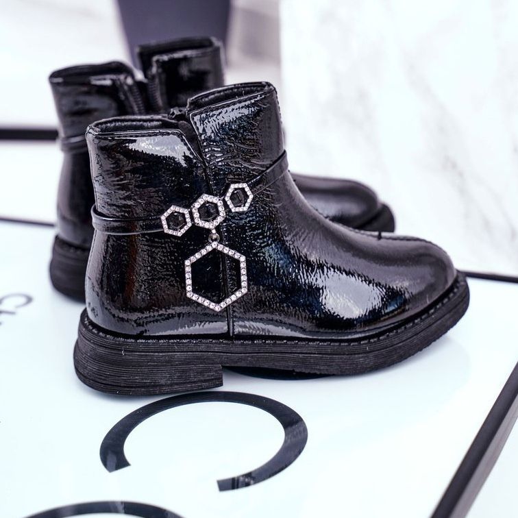 Apawwa Children's Boots Lacquered Black Fami ['black'] 1