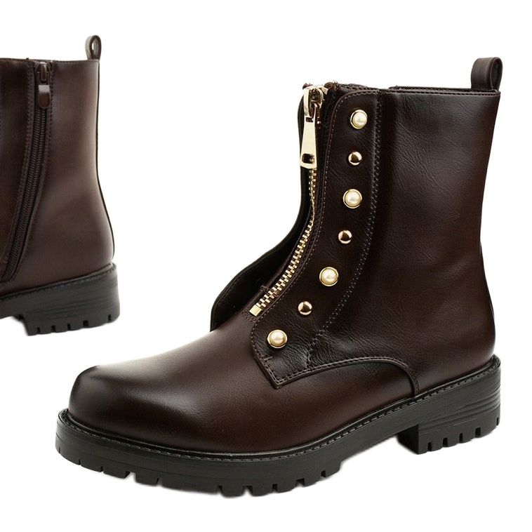 Brown women's high boots with the Isadora zipper 1