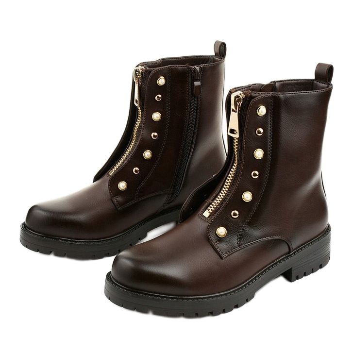 Brown women's high boots with the Isadora zipper 2