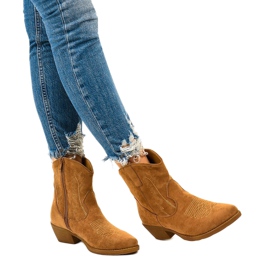 Kainella khaki suede high cowboy boots brown 1