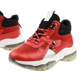 Red fashionable sports sneakers made of eco-leather Donatella black 1 Red fashionable sports sneakers made of eco-leather Donatella black 1