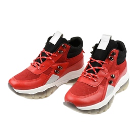 Red fashionable sports sneakers made of eco-leather Donatella black 2