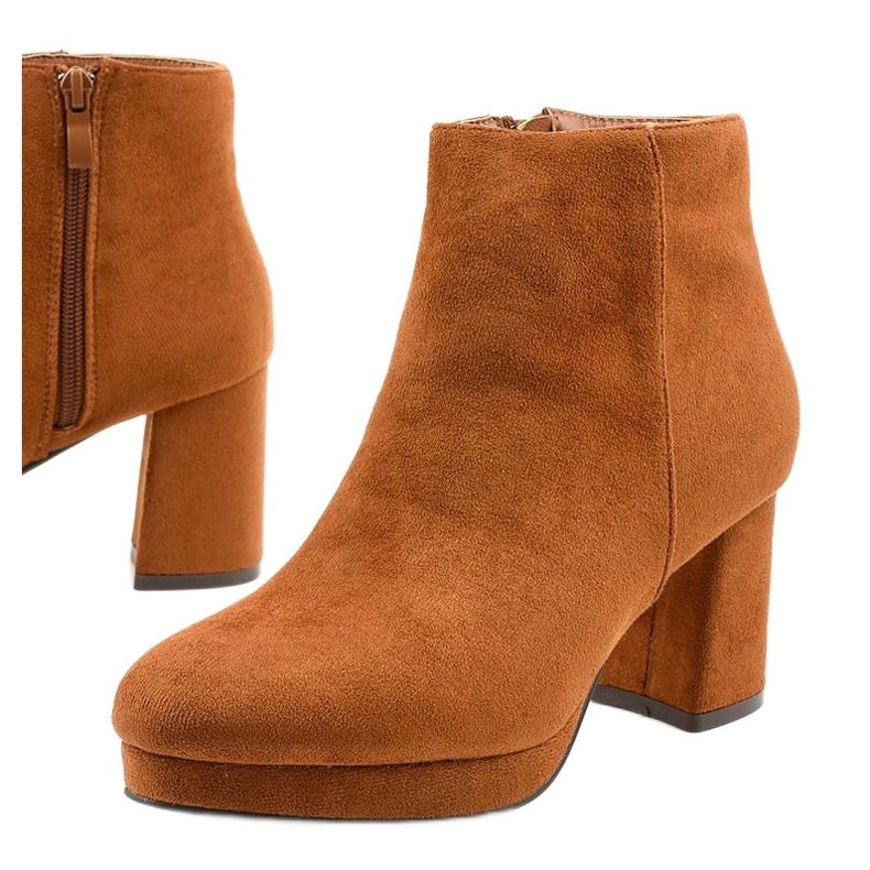 Brown suede ankle boots on the Mahoganis post yellow 1