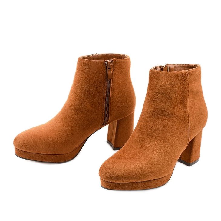 Brown suede ankle boots on the Mahoganis post yellow 2