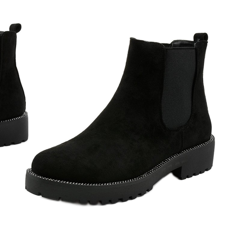 Black suede flat boots by Nahneva 1