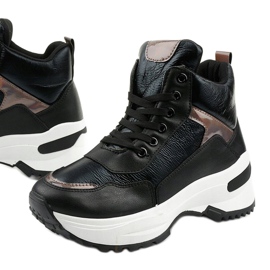 Black, fashionable, eco-leather Daera sneakers 1