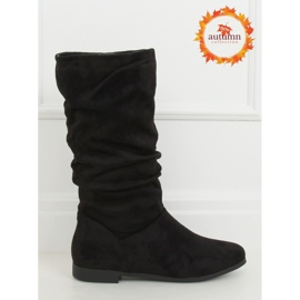 Black boots for women flat heels J19-92 Black 1