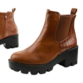 Brown flat boots in eco-leather Established 1