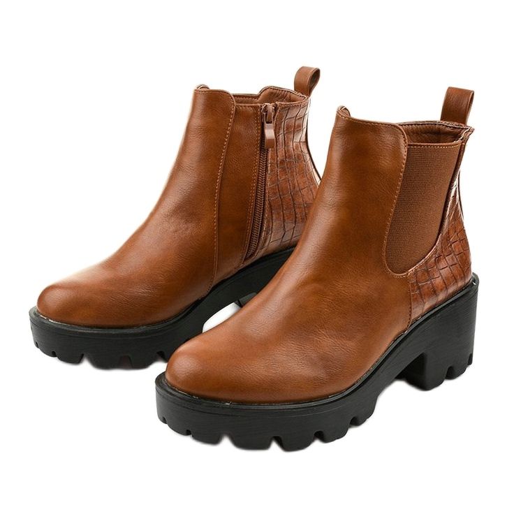 Brown flat boots in eco-leather Established 2