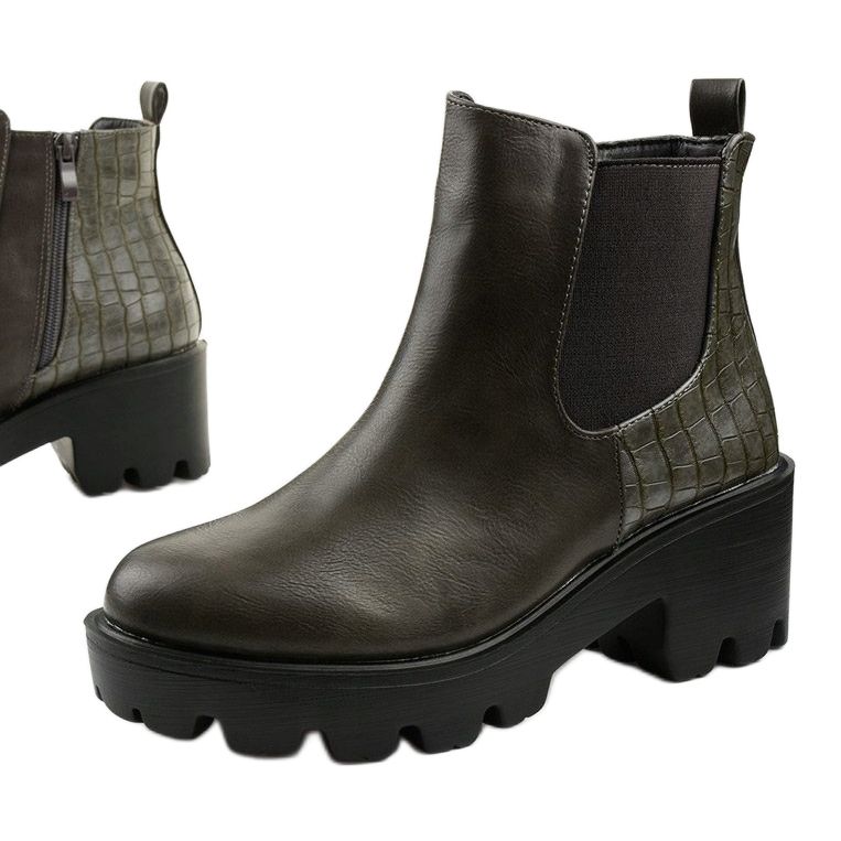Gray flat boots in eco-leather Established grey 1