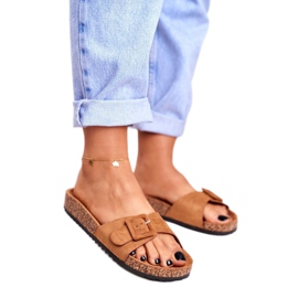 BUGO Women's Brown Slippers Buckle Adjustable Rosaline 1