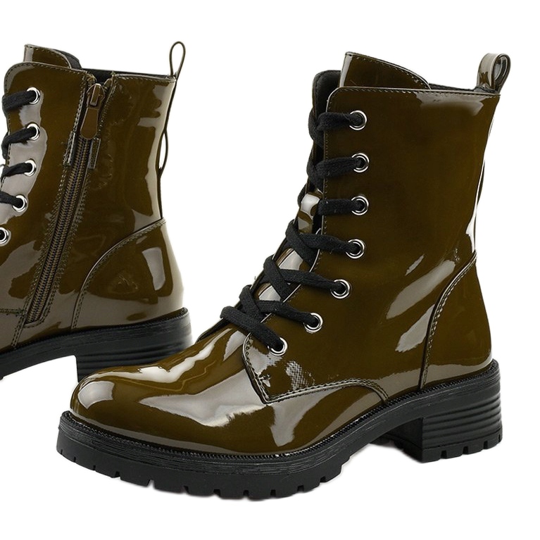 Green lacquered Slider boots 1