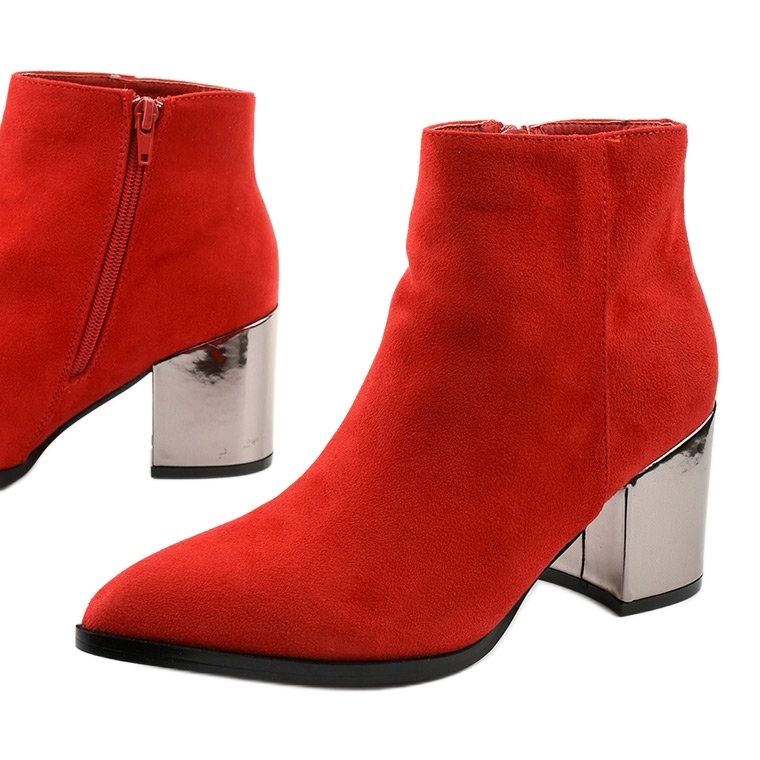 Red ankle boots made of Astihusa eco-suede 1