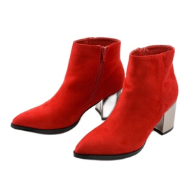 Red ankle boots made of Astihusa eco-suede 2