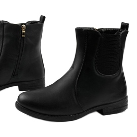 Black flat ankle boots with an elastic band and Trini zipper 1