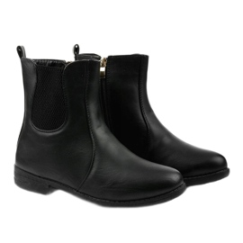 Black flat ankle boots with an elastic band and Trini zipper 2