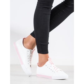 SHELOVET Eco Leather Sneakers white pink 1 SHELOVET Eco Leather Sneakers white pink 1