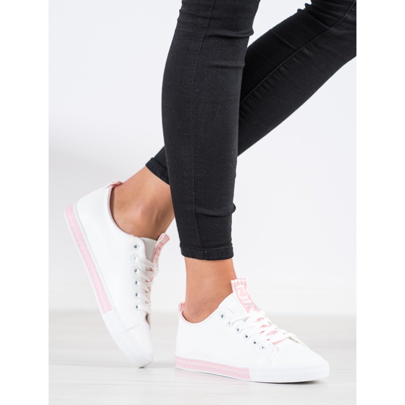 SHELOVET Eco Leather Sneakers white pink 1 SHELOVET Eco Leather Sneakers white pink 1