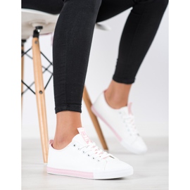 SHELOVET Eco Leather Sneakers white pink 2 SHELOVET Eco Leather Sneakers white pink 2
