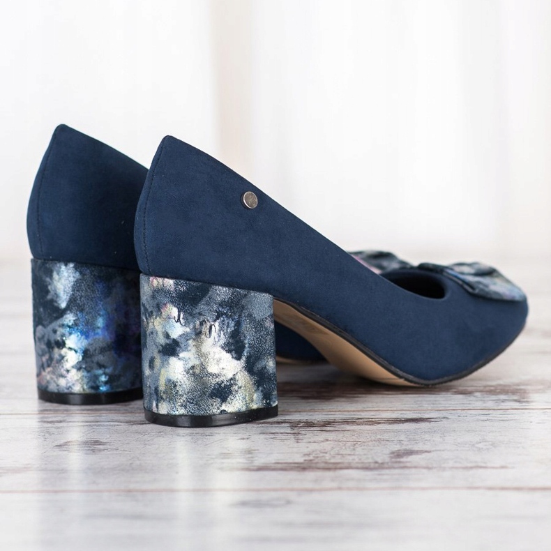 Filippo Comfortable pumps on a pillar navy blue blue 1