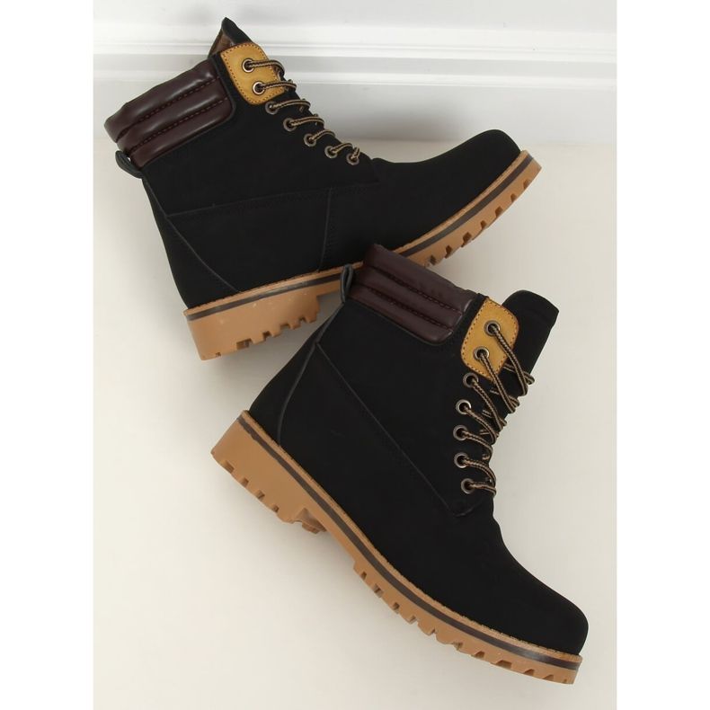 Women's black insulated timber boots C001-1 Black 1