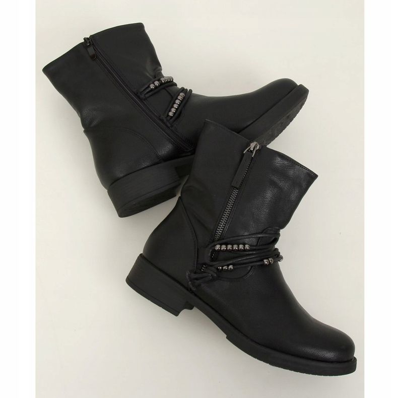 Black military boots J19-108 Black 1