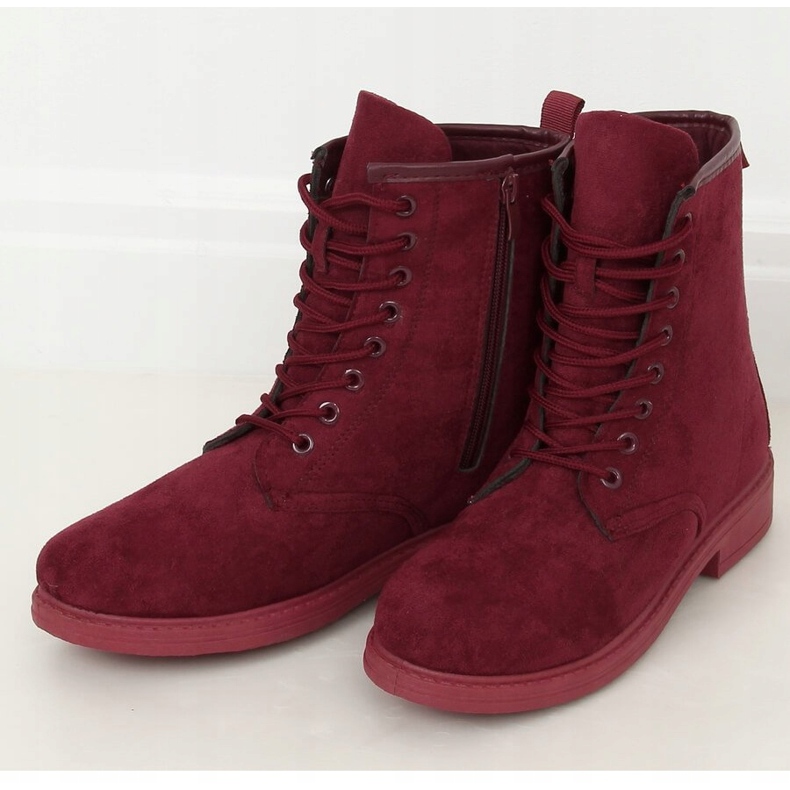 Burgundy lace-up boots E2002 Wine red 1