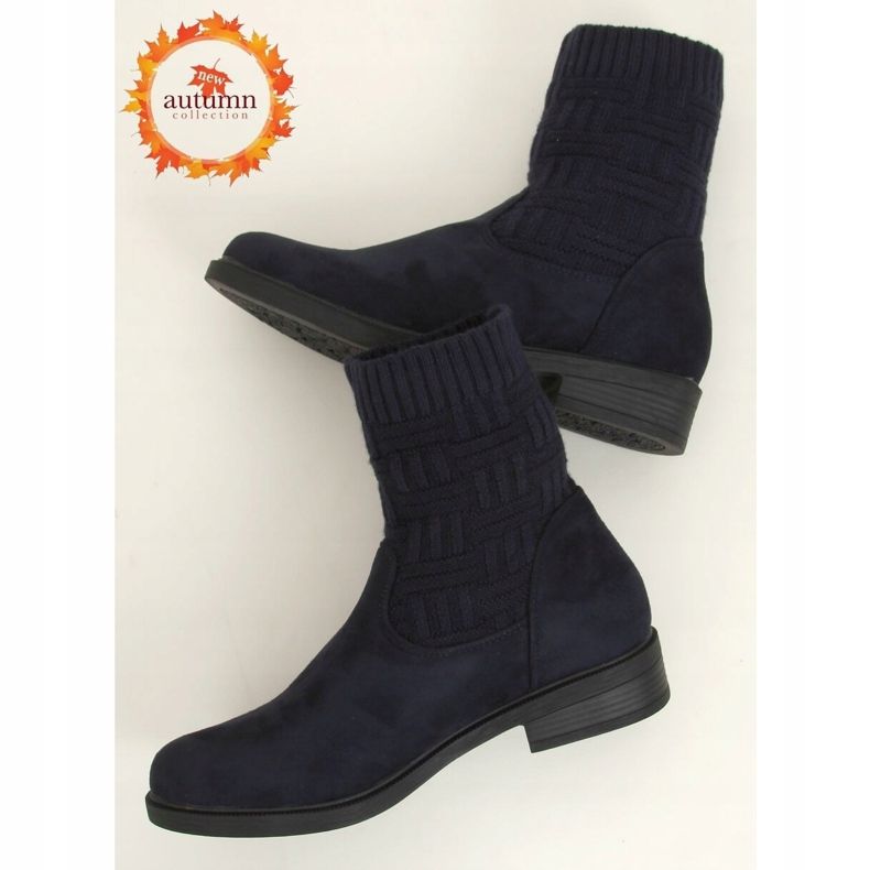 Boots with a sweater upper E2100 Navy navy blue 1
