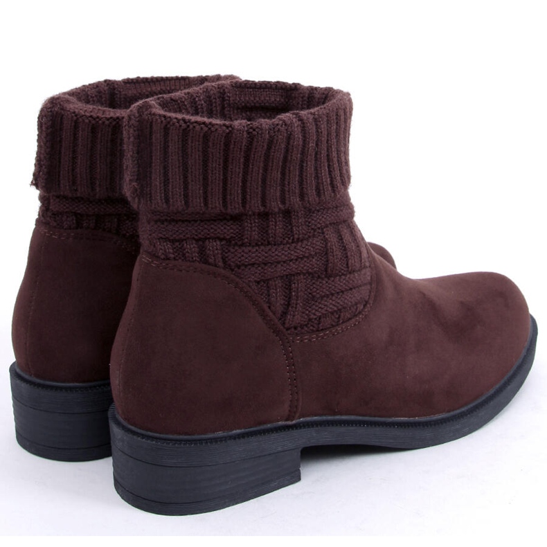 Boots with a sweater uppers brown E2100 Brown 2