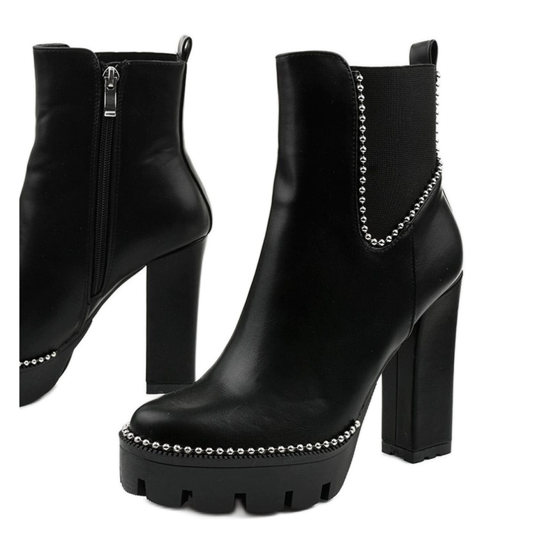 Black ankle boots with an elasticated 18801-1 zipper 1