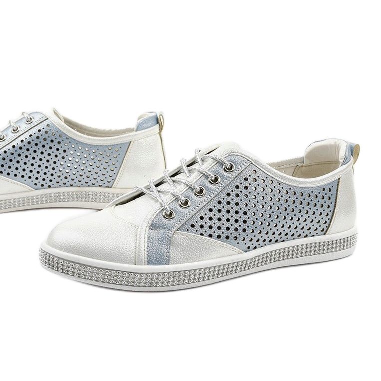PA1 White openwork eco-leather sneakers A18-6252 1