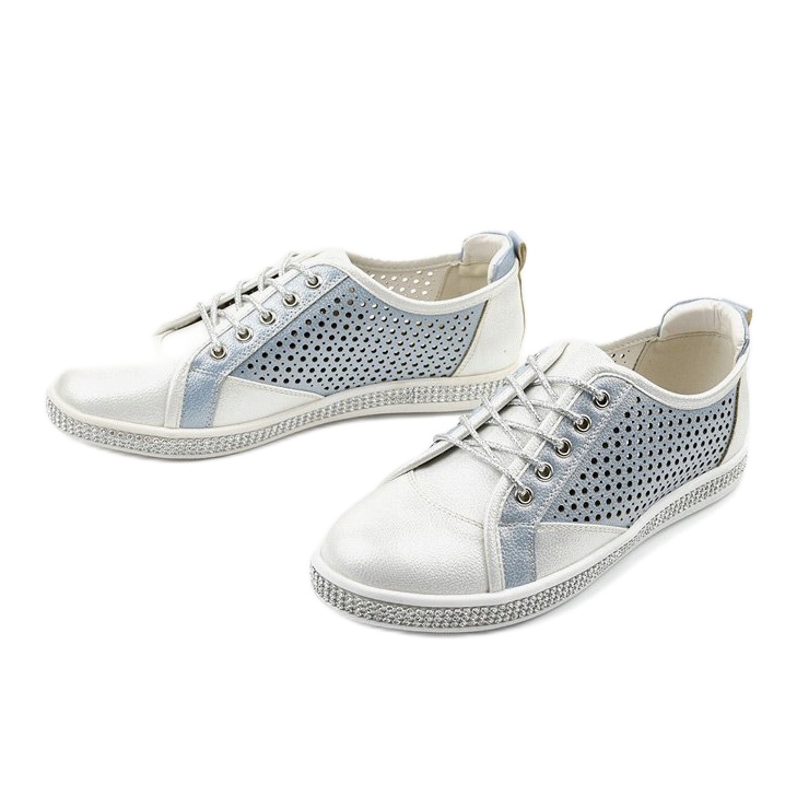 PA1 White openwork eco-leather sneakers A18-6252 2