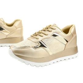 Golden eco-leather sports sneakers 2019-447 1