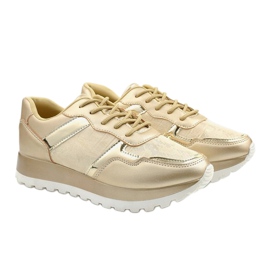 Golden eco-leather sports sneakers 2019-447 2