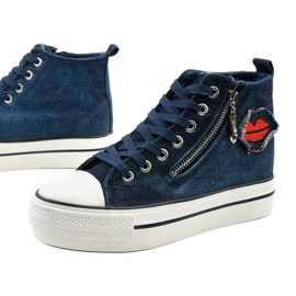 Dane's navy lace-up wedge sneakers navy blue 1