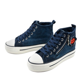 Dane's navy lace-up wedge sneakers navy blue 2