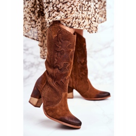Exquisite Women's Boots On a Heel Leather High Cognac Rosemary brown 1 Exquisite Women's Boots On a Heel Leather High Cognac Rosemary brown 1
