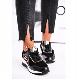 Vinceza Women's Sport Shoes Sneakers Black Leather 21-7778 2