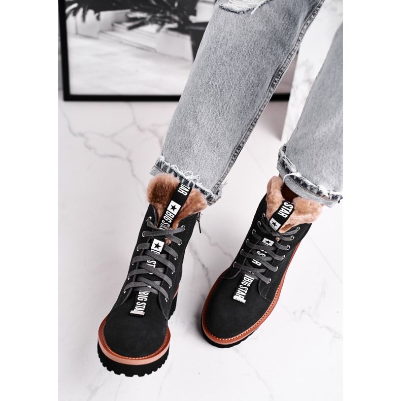 Women's Boots Suede Big Star Gray GG274903 black 1