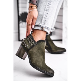 Women's Boots On Heel Maciejka Spring Leather Olive 04812-24 green 1