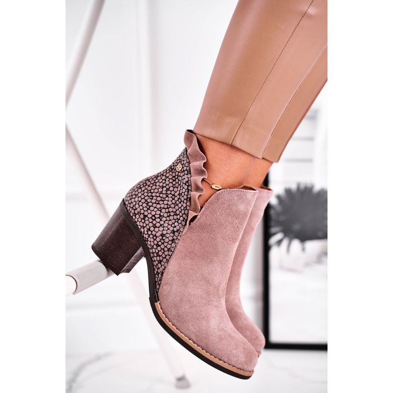 Women's Boots On Heel, Leather Spring Maciejka Beige 04833-04 1